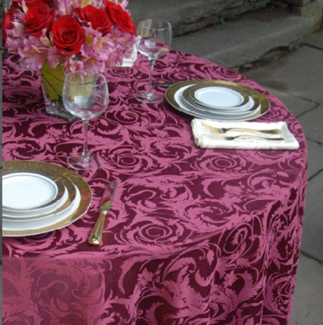Rental store for BURGUNDY DAMASK LINEN in Cleveland OH